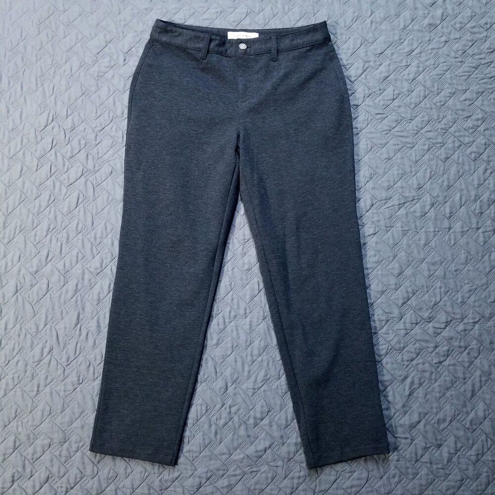 Croft Barrow Dress Pants Womens 12 Black Petite Stretch Flat Front Straight Dark